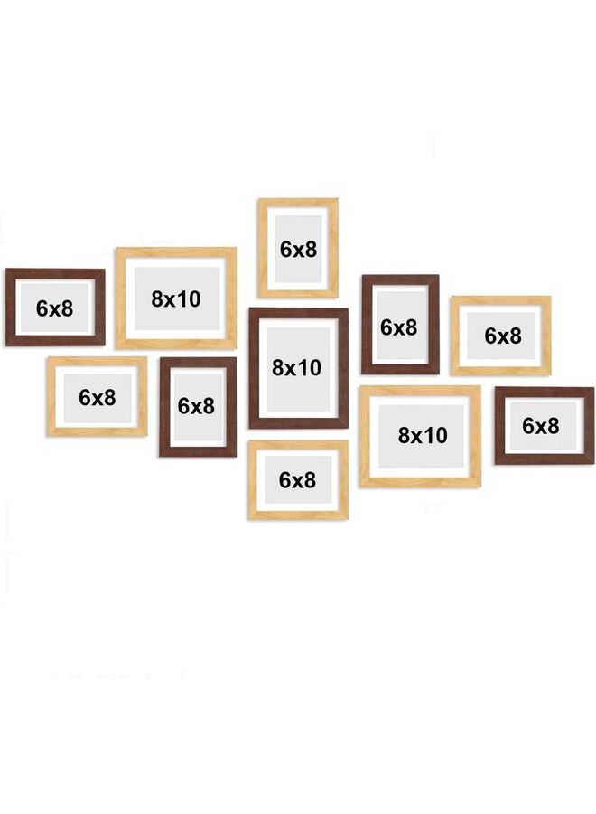 يُسلِّم مجموعة إطارات صور لتزيين الجدران، مجموعة إطارات جدارية للعرض على الحائط أو على سطح الطاولة، أخف وزناً من الإطارات الخشبية (اللون: بني) - Image 3